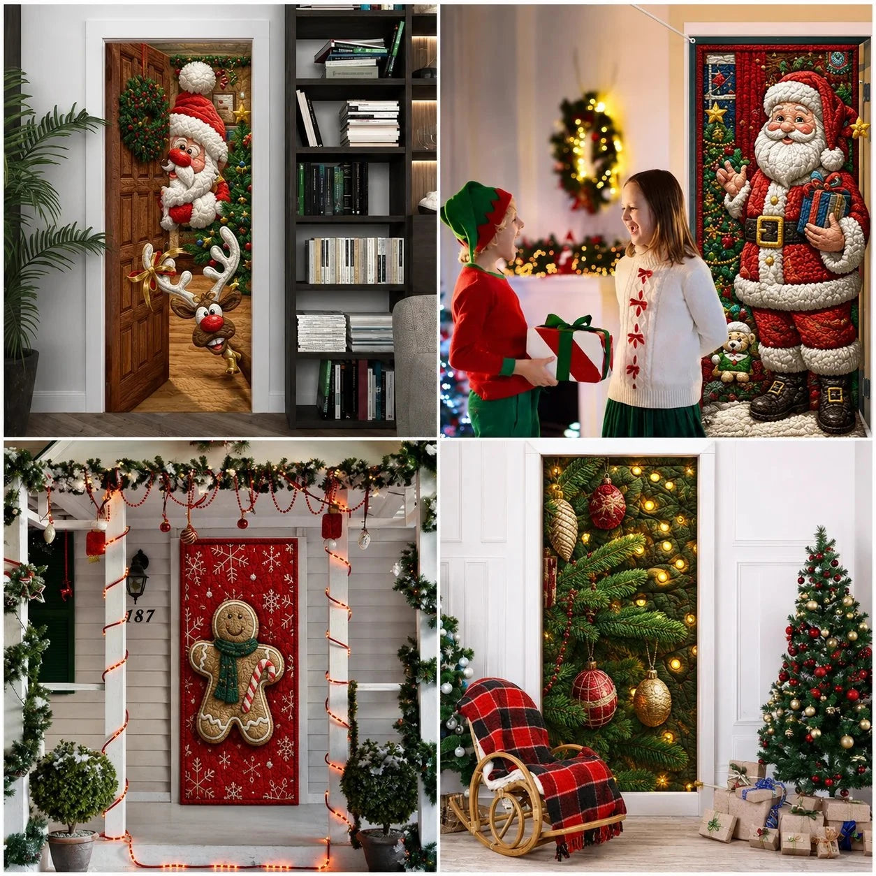 Christmas door decorations used indoors and outdoors