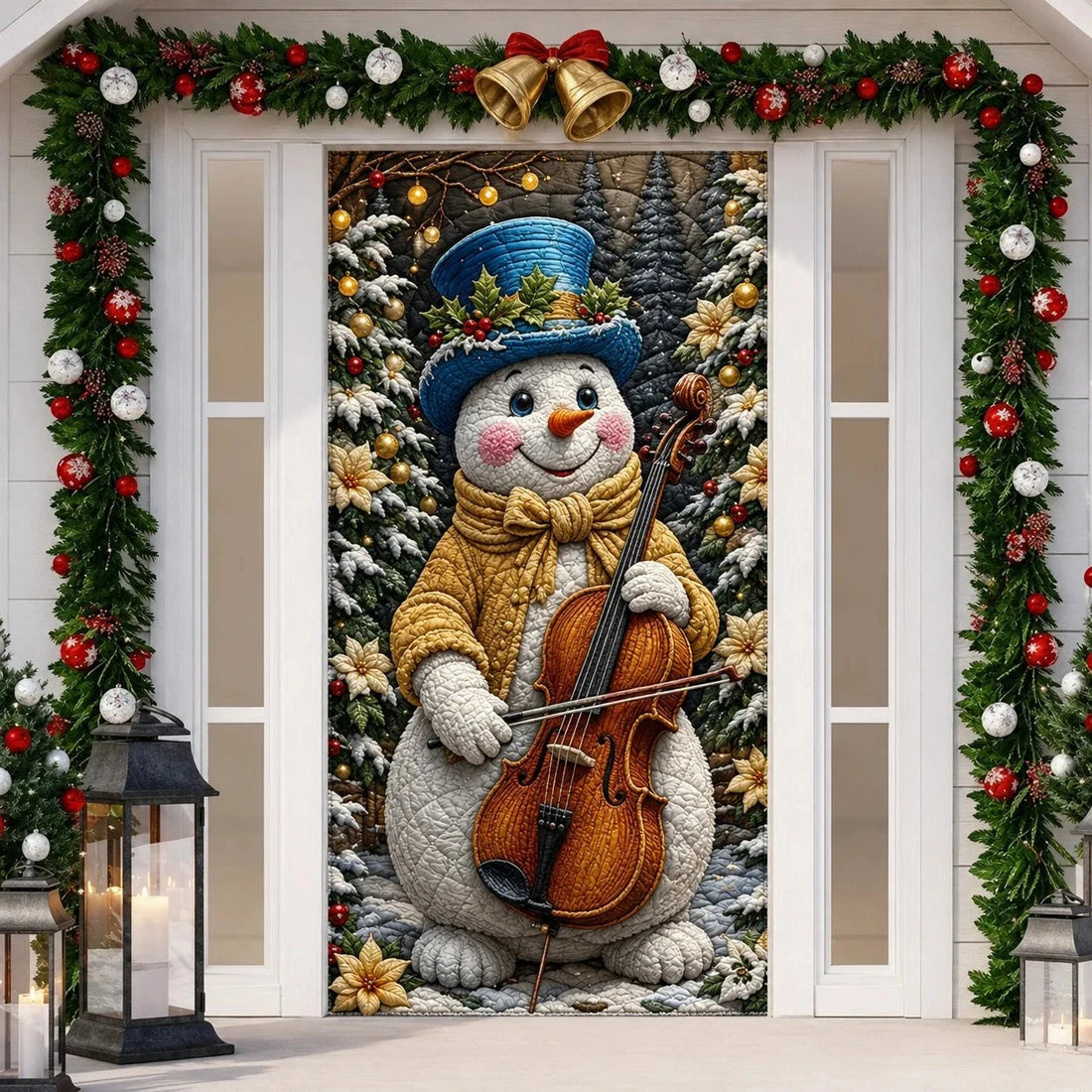 Violin snowman Christmas front door decoration