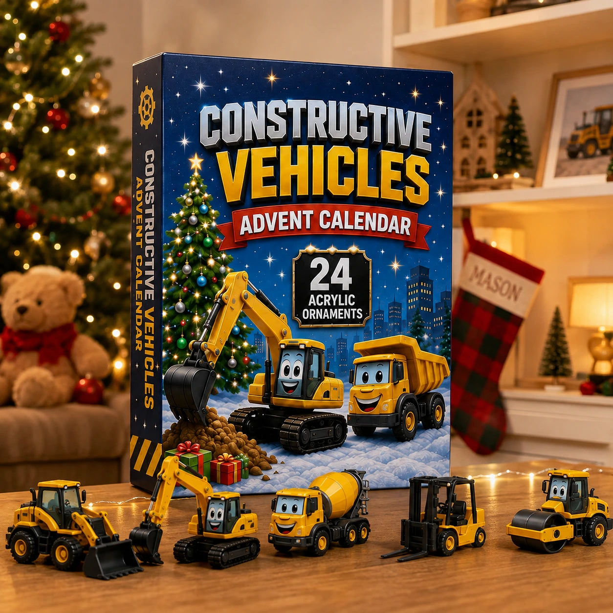Constructive Vehicles Advent Calendar box closeup
