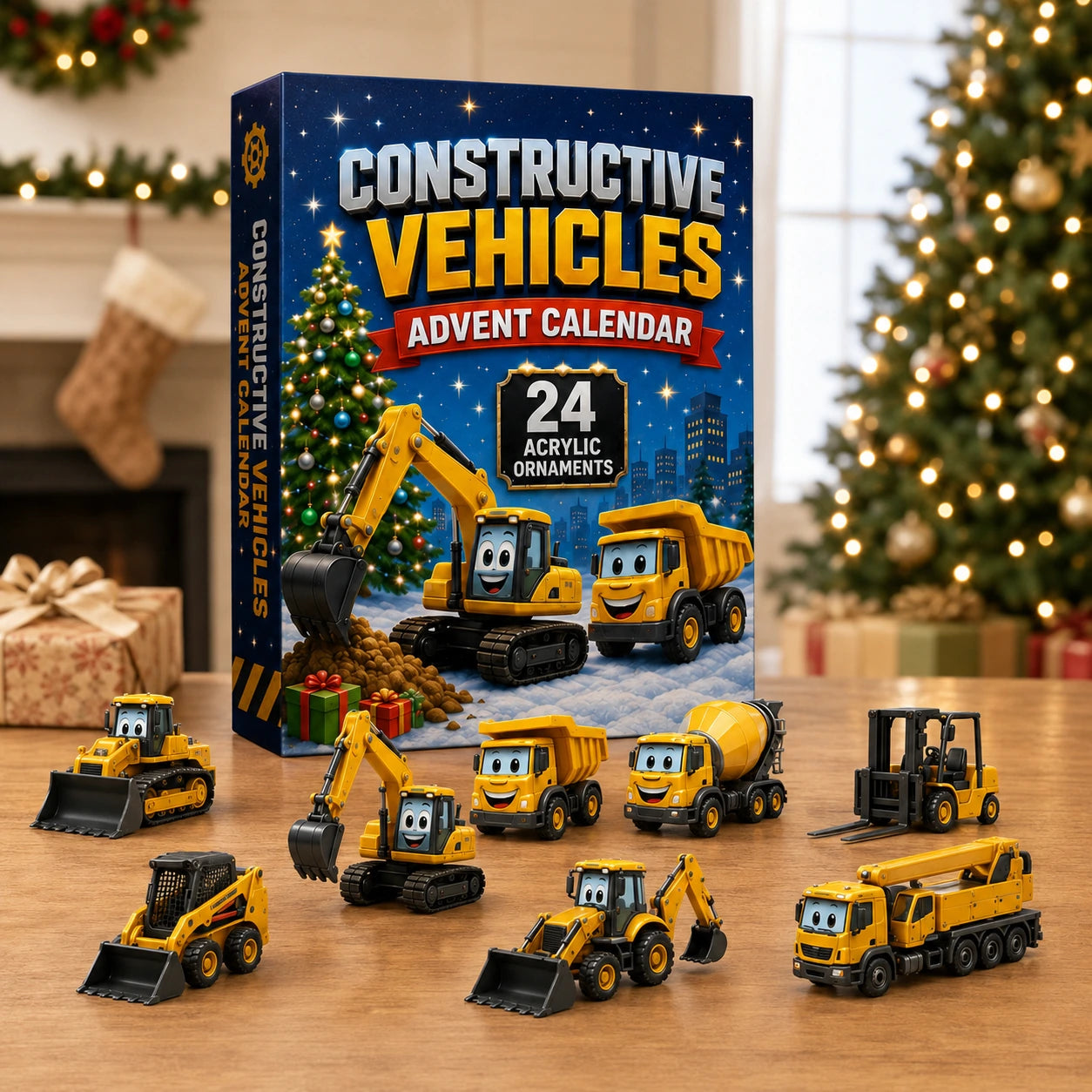 Constructive Vehicles Advent Calendar table display