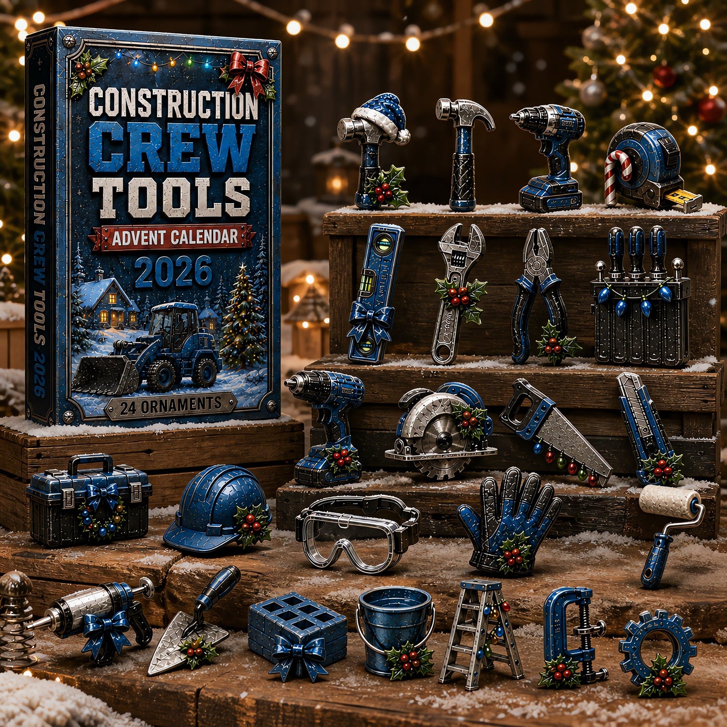 Construction Crew Tools Advent Calendar 2026 - 24-Day Festive Countdown, Acrylic Charms Blind Box