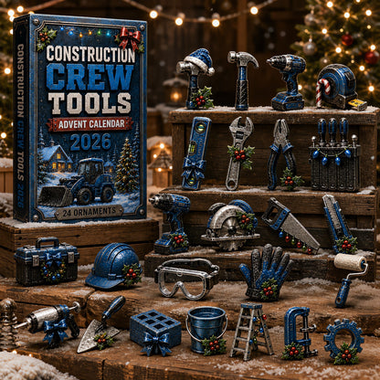 Construction Crew Tools Advent Calendar 2026 - 24-Day Festive Countdown, Acrylic Charms Blind Box