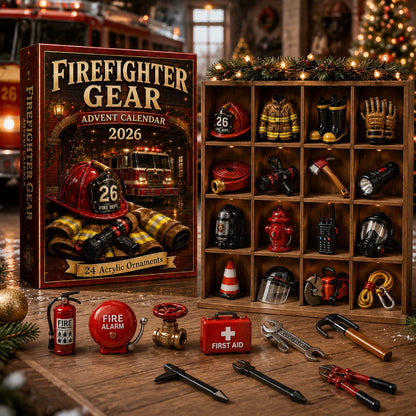 👨‍🚒Firefighter Gear Advent Calendar 2026 - 24-Day Festive Countdown, Acrylic Charms Blind Box