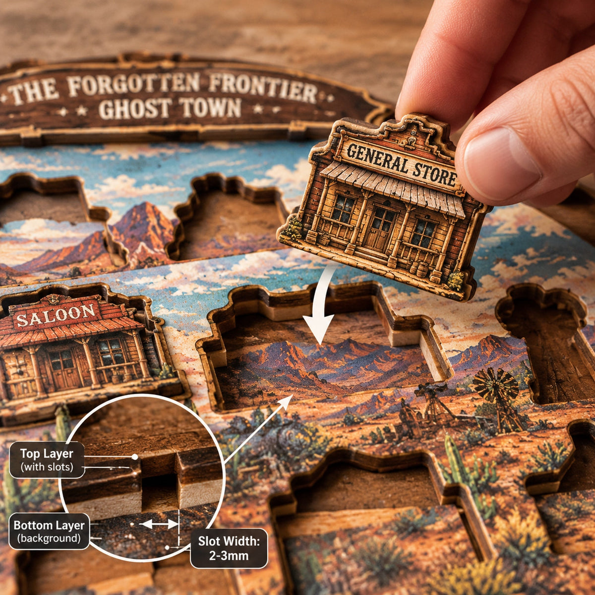 The Forgotten Frontier Ghost Town Advent Calendar 🤠 | 24‑Day Build‑Your‑Own Wild West Town Reusable Wooden Countdown