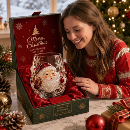 🎄✨ 3D Christmas Glass Art Cup