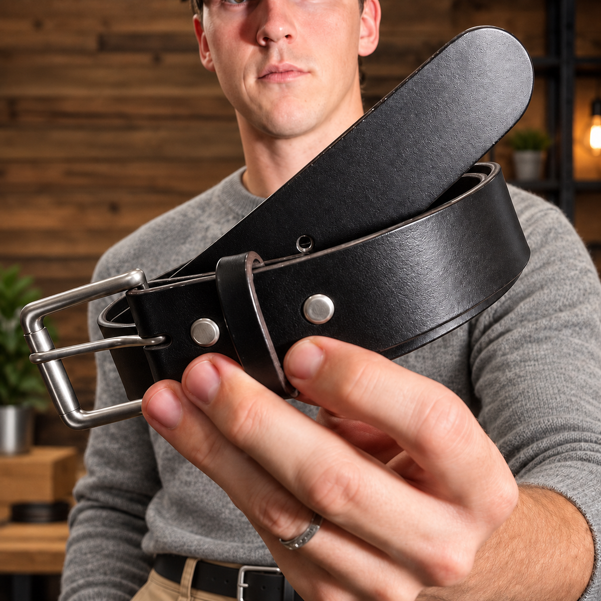 🔥 Handmade Full-Grain Buffalo Leather Belt – Built to Last