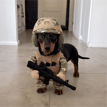 🔥Funny Tactical Soldier Pet Costume – Front-Facing Military Uniform for Dogs & Cats