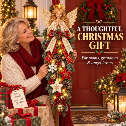 🎉 49% OFF✨👼 Lighted Angel Christmas Door Swag – A Heavenly Holiday Welcome