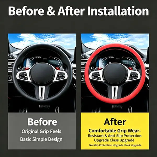 Universal Silicone Steering Wheel Cover – Non-Slip Soft Lychee Texture Auto Protector