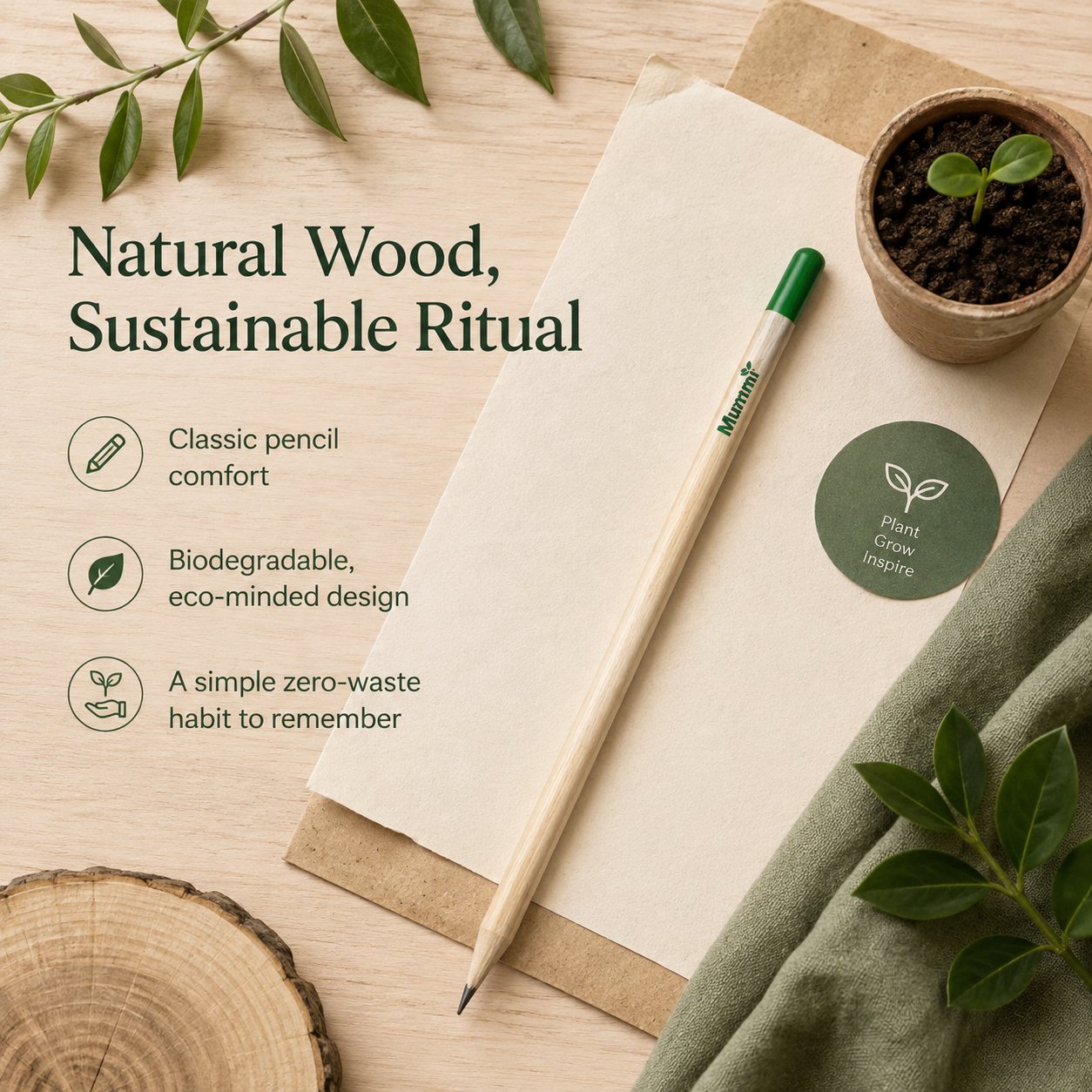 Plantable Green Seed Pencil — Write, Plant & Grow
