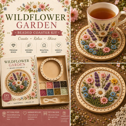 🧵💖 DIY Handmade Floral Beaded Coaster Kit – Relax, Create & Decorate Your Home