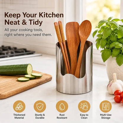 🍴✨ Sleek Stainless Steel Kitchen Utensil Holder – Durable, Rust-Resistant & Easy-Clean Storage