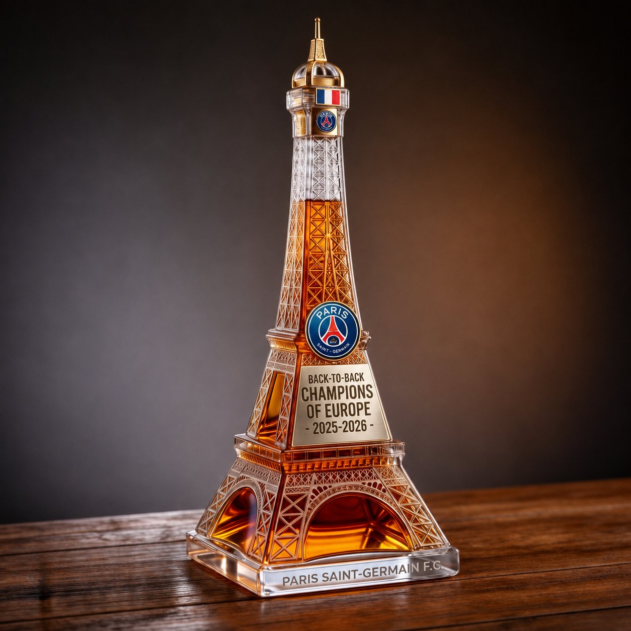 PSG Eiffel Tower Champions Trophy Decanter Whiskey Bottle