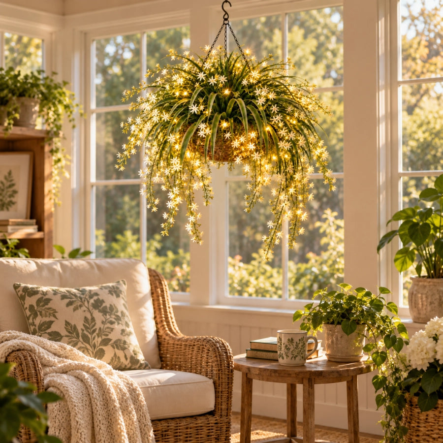 ✨ Blooming Fairy Light Hanging Basket