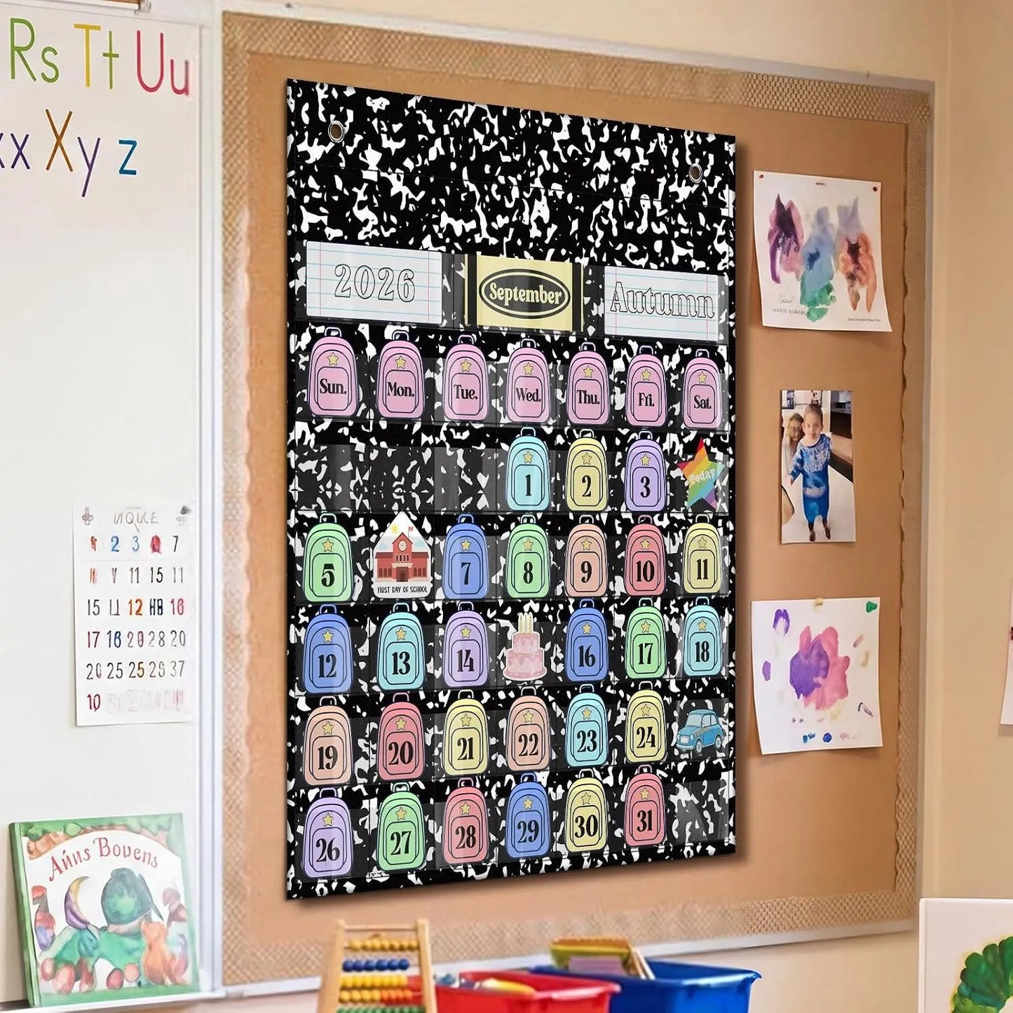 🍎📅 Back to School 2026-2028 Classroom Pencil Calendar Pocket Chart | Fun Learning Tool for Teachers