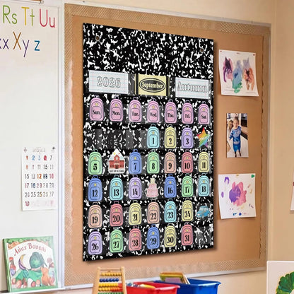 🍎📅 Back to School 2026-2028 Classroom Pencil Calendar Pocket Chart | Fun Learning Tool for Teachers