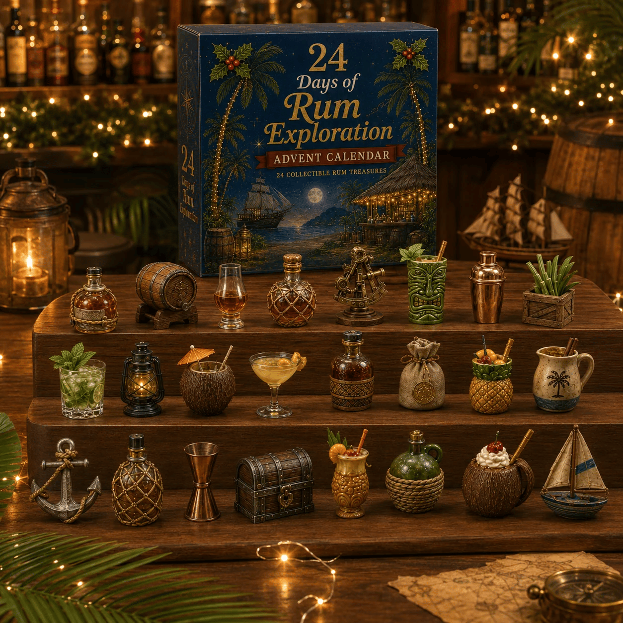 CHRISTMAS KICKOFF 49% OFF - 2026 Days of Rum Exploration Blind Box - 24-Day Festive Countdown, Rum-Themed Collectible Figures Blind Box - Gift For Rum Lovers