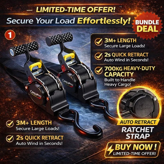💪Auto-Retract Tie-Down Ratchet Straps