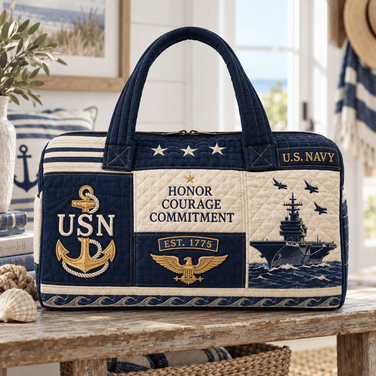 100% Handmade US Military Heritage Quilted Duffel Bag(𝐌𝐢𝐜𝐡𝐚𝐞𝐥 𝐇𝐚𝐫𝐫𝐢𝐬 𝐇𝐚𝐧𝐝𝐦𝐚𝐝𝐞®)