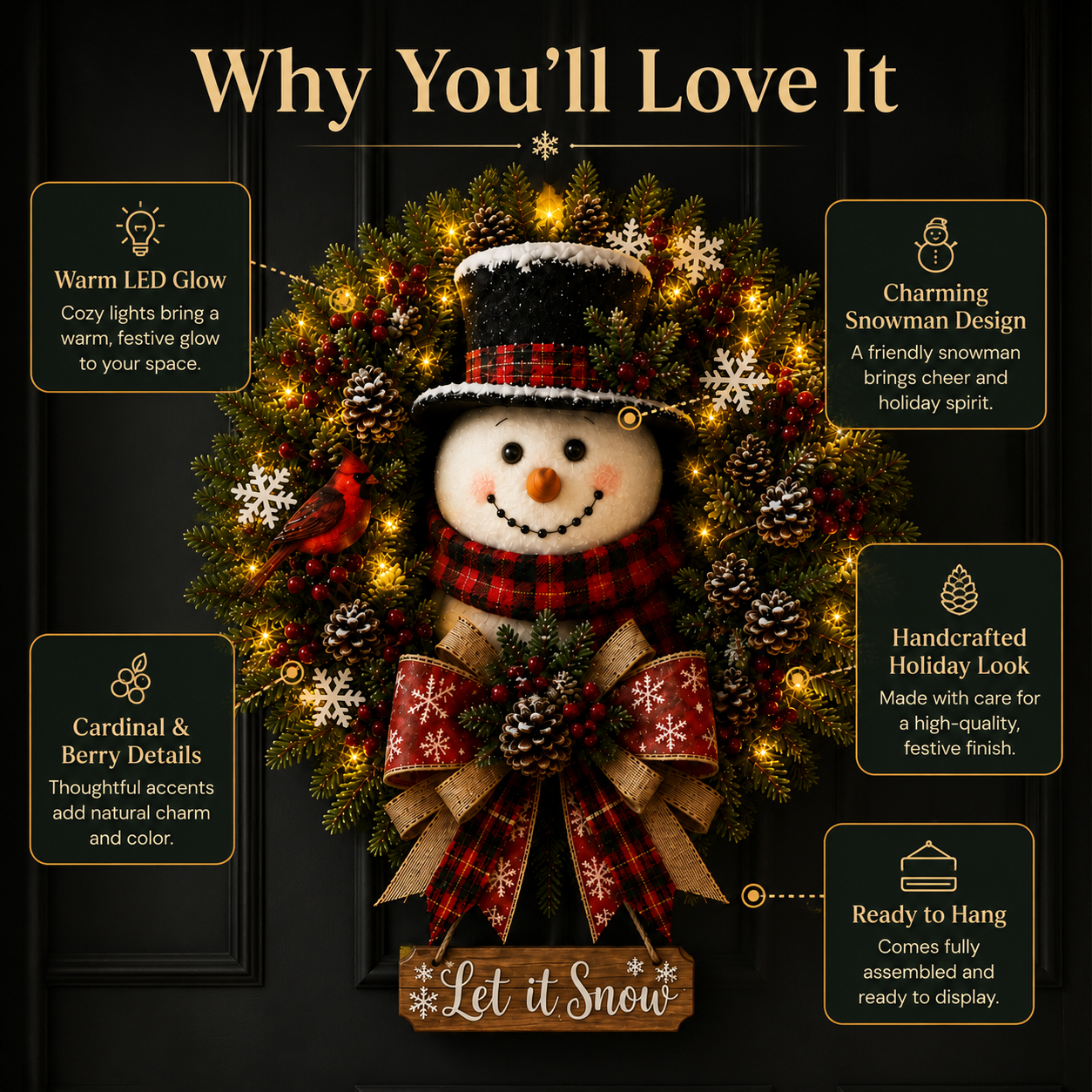 🎁Hot Sale 40% OFF⛄ Snowman Lighted Christmas Wreath✨