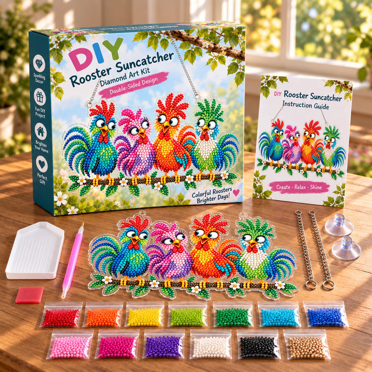 🔥Last Day 50% OFF - 🐦✨ Sunny Birds Diamond Art Suncatcher DIY Kit
