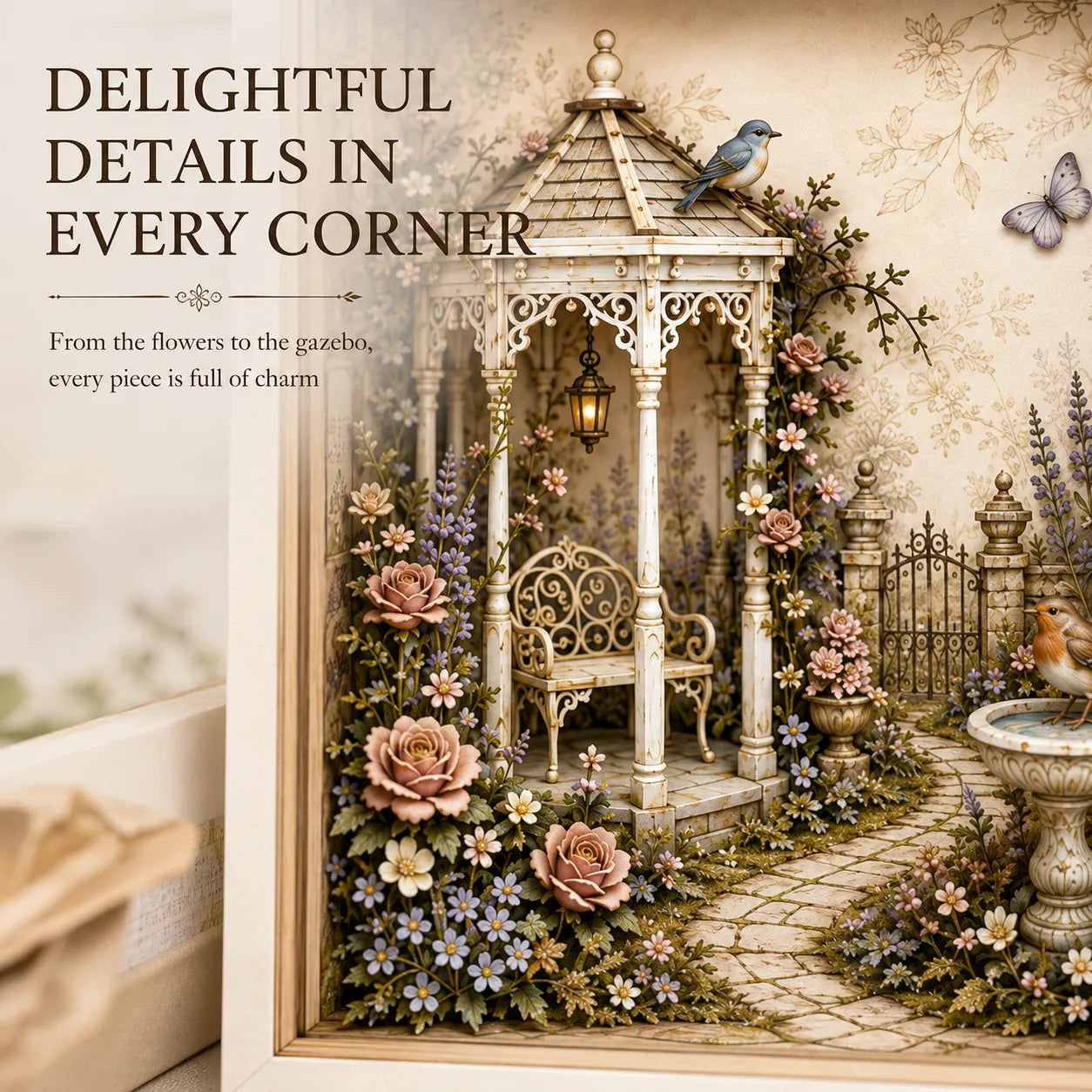 🌷 DIY 3D English Cottage Garden Shadow Box Kit