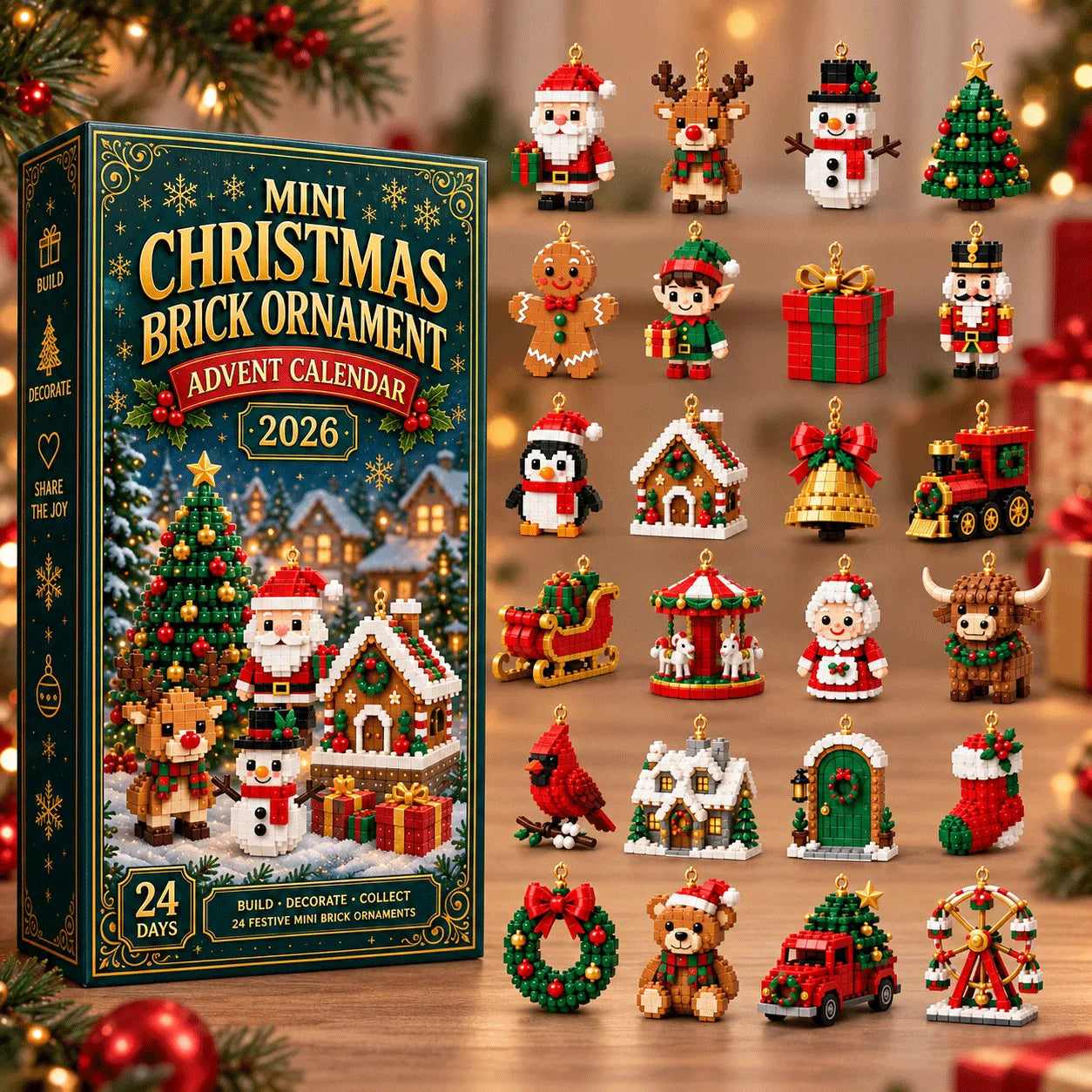 🎄🧱 Build & Hang Christmas Countdown – 24 Mini Holiday Brick Ornaments