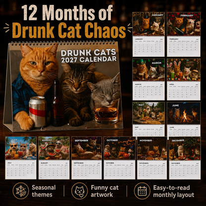 🔥Last Day 50% OFF 🍺🐱Drunk Cats 2027 Calendar