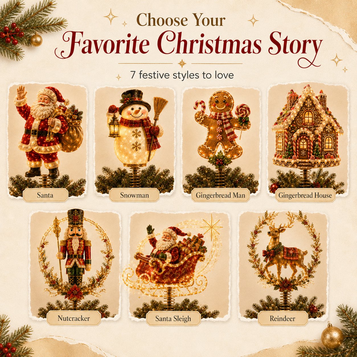 ⏳ Last Day 49% OFF – 🎅  Lighted Christmas Tree Topper Collection | 7 Festive Character Designs To Transform Your Tree Into A Holiday Showpiece ✨