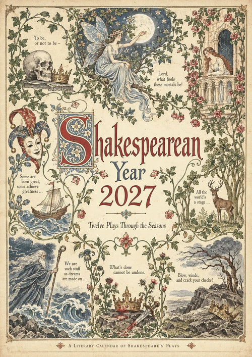 🗓️ A Vintage Literary Year 2027 – ✨ 12 Plays Through the Seasons | Vintage Illustrated Wall Calendar