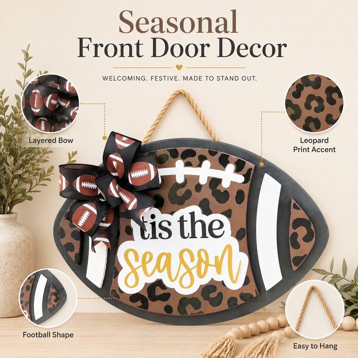 🏈🎄 Football Christmas Door Hanger – Game Day Spirit Meets Holiday Cheer