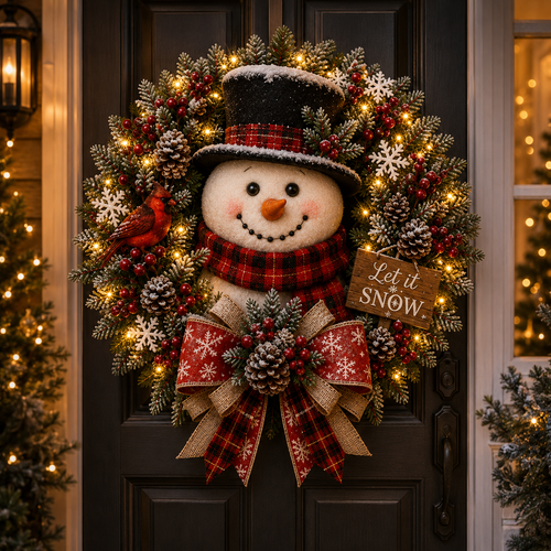 🎁Hot Sale 40% OFF⛄ Snowman Lighted Christmas Wreath✨