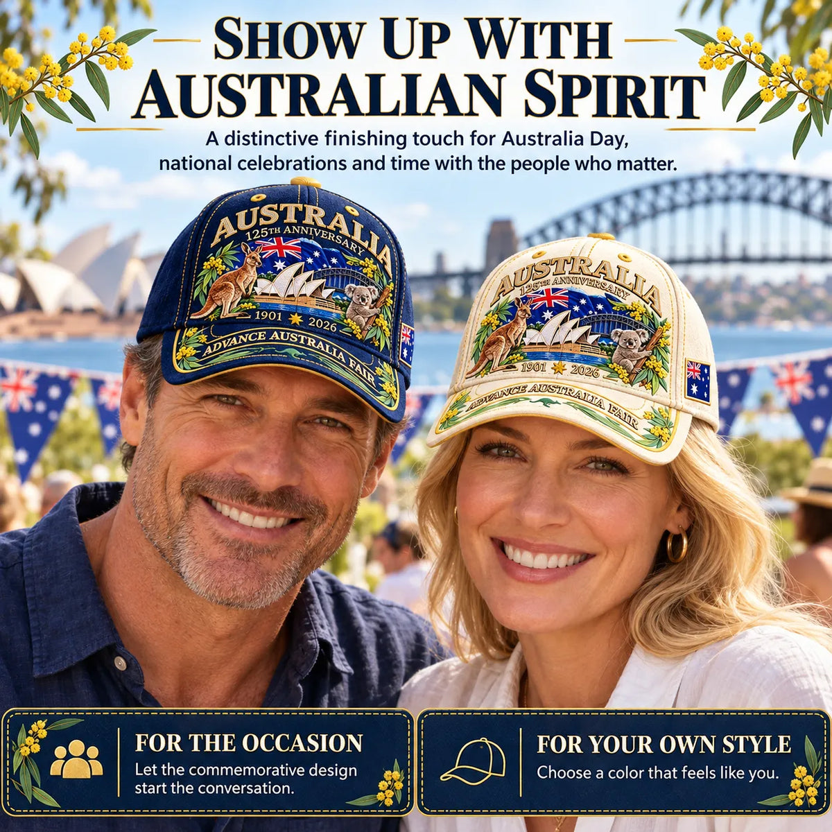 💝LAST DAY 49% OFF - 🦘 Australia 125th Anniversary 1901–2026 – Premium Embroidered Heritage Cap | Cotton-Poly Blend • Detailed Embroidery • Adjustable Fit 🇦🇺