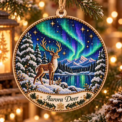 🌌 14-Day Aurora Diamond Painting Advent Calendar – DIY Wooden Christmas Ornament Kit