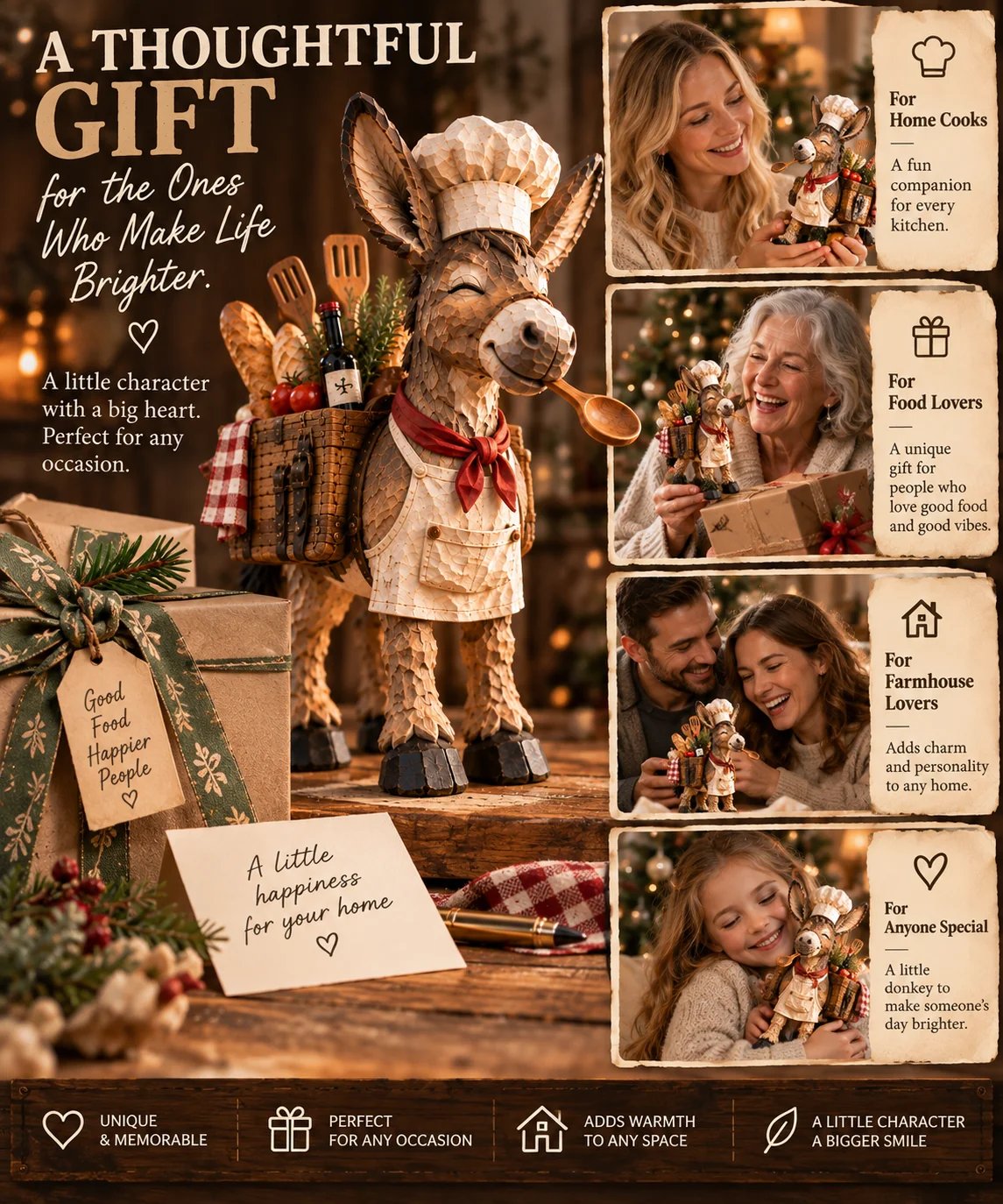 🫏 The Stubborn Little Chef — Carved Kitchen Donkey Figurine