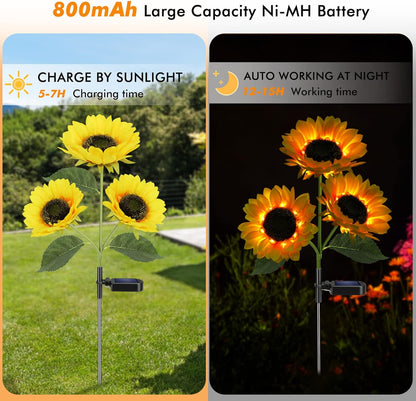2-Piece Solar LED Sunflower Garden Lights, Realistic