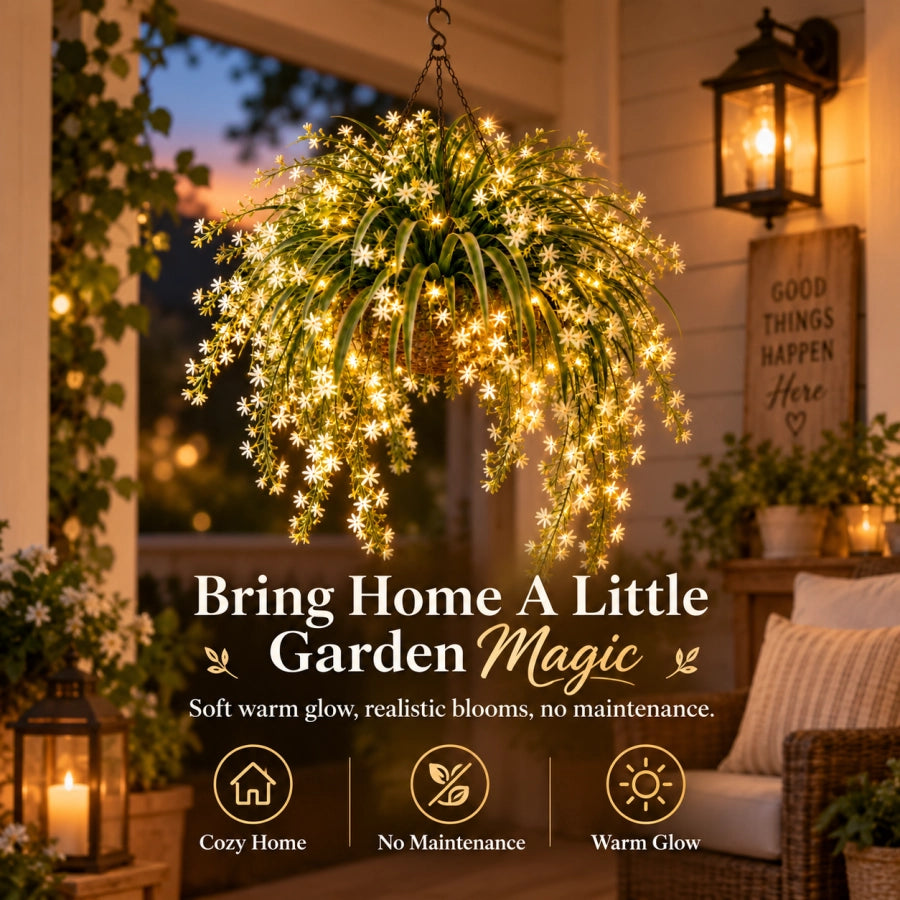 ✨ Blooming Fairy Light Hanging Basket