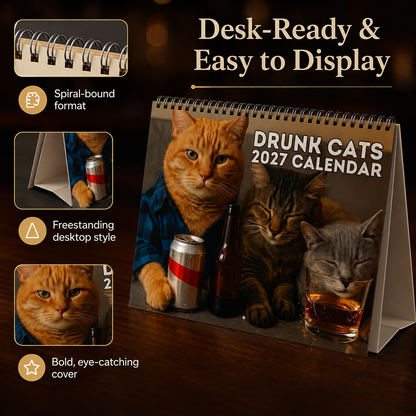 🔥Last Day 50% OFF 🍺🐱Drunk Cats 2027 Calendar