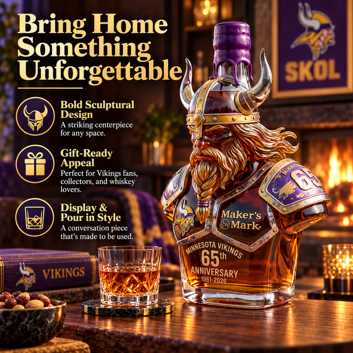 'God of War of the North' 3D Bust-Shaped Whiskey Bottle