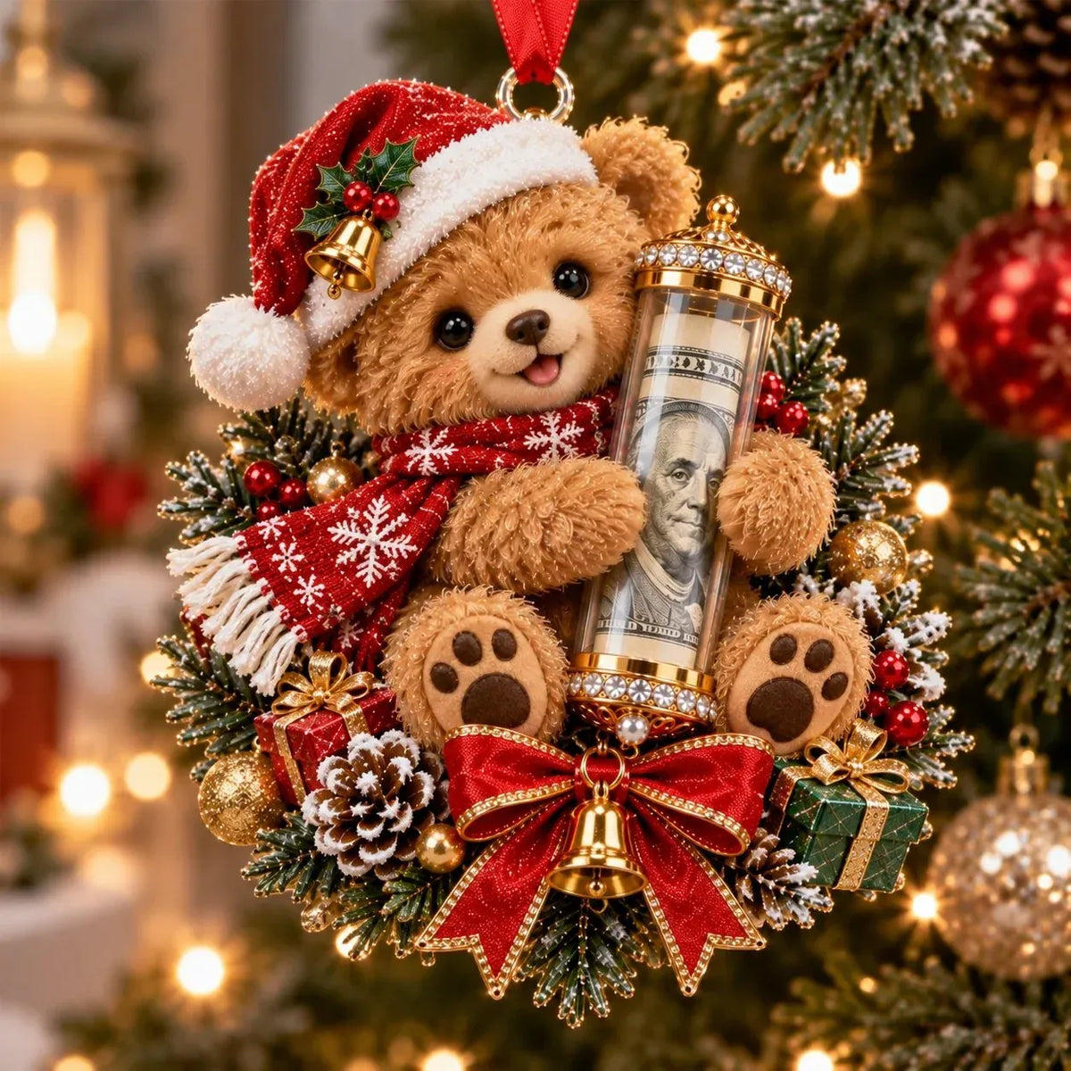 ⏳ Last Day 50% OFF – 🎄3D Christmas Money Plush Ornament | 13 Cute Animal Designs with Reusable Cash & Coin Holder 🎁