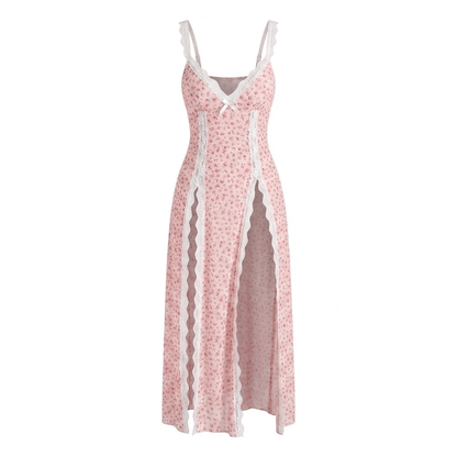 Sheer Floral Rose Print Maxi Dress