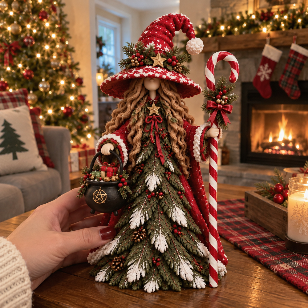 Three Christmas figurines displayed in customer home