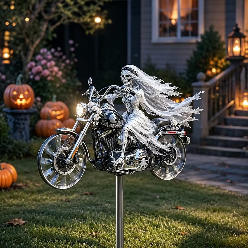 🔥HALLOWEEN MOTORCYCLE-THEMED GARDEN WINDMILL