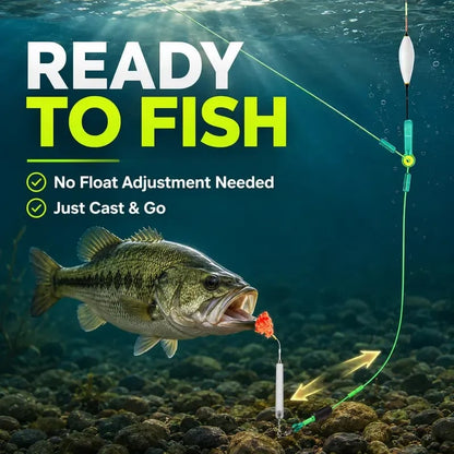 🎣🐟 Ready-to-Fish Floating Bottom Rig Set – 5 Anti-Snag Hook Leaders for Easier Fishing