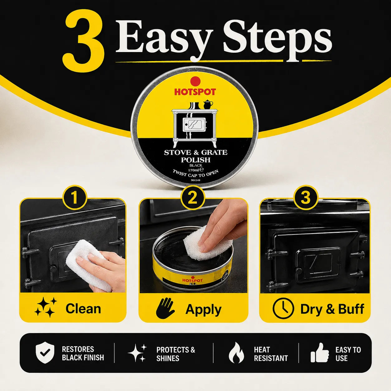 🔥Last Day 50% OFF - 🧼Hotspot Black Stove & Grate Polish – Cast Iron Restorer for Wood Stoves, Fireplaces & Grates