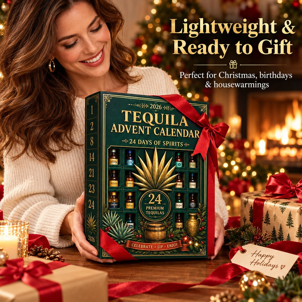 24-Day Mini Tequila Bottle Advent Blind Box for Holiday Celebration, Bar Table Decor, Collector Gift & Family Countdown
