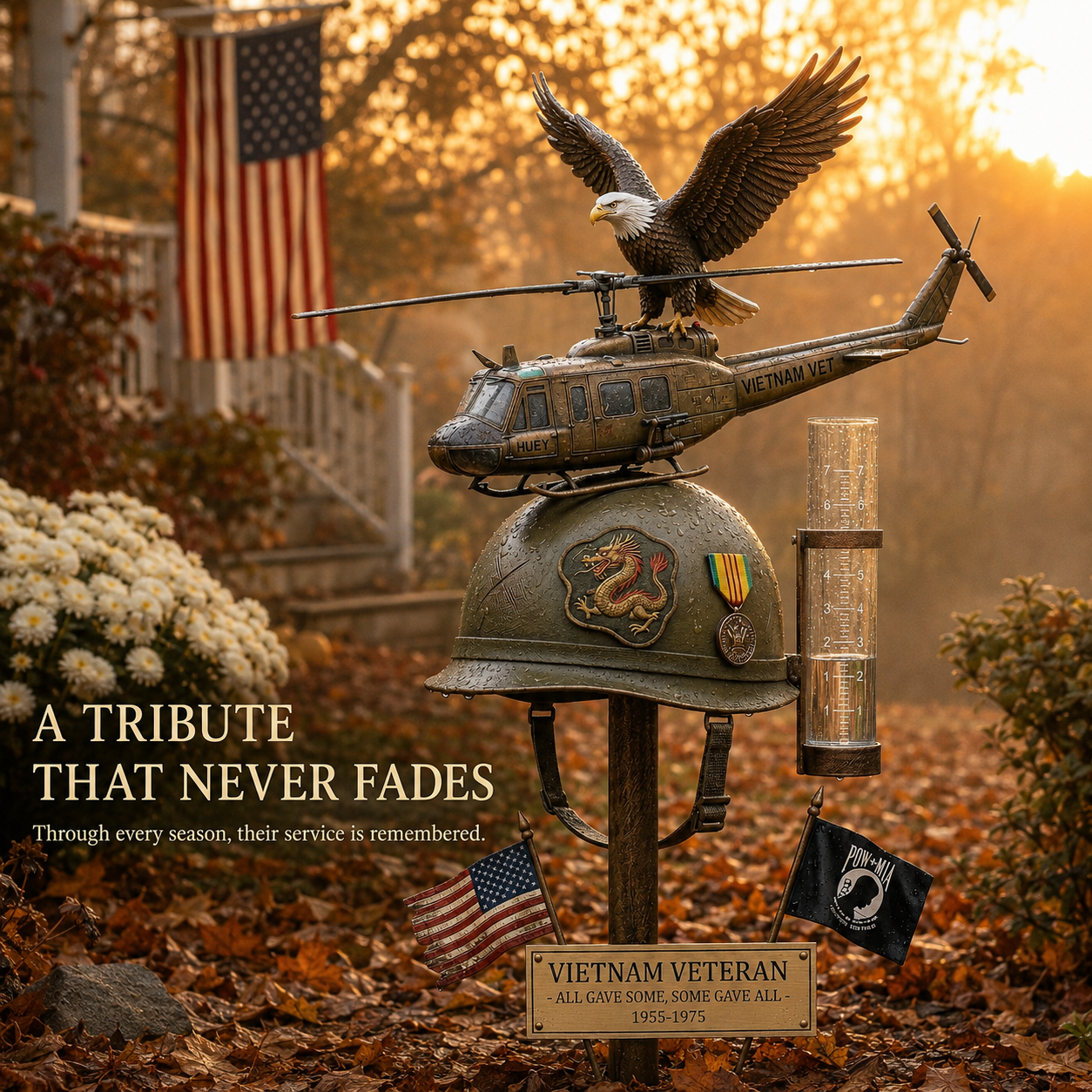 🚁Vietnam Veteran Memorial Rain Gauge🎁