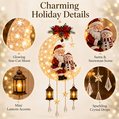 🎄 Lighted Santa &amp; Snowman Crescent Moon Christmas Hanging Decor