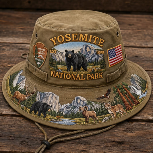 🏞️🐻 -Yosemite National Park Adventure Boonie Hat– Carry the Spirit of the Wild