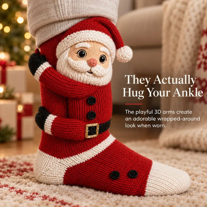 ⏳ Last Day 49% OFF – 🧦 3D Hugging Christmas Socks | 5 Festive Character Styles with Cute Wraparound Arms for Cozy Holiday Wear 🎄